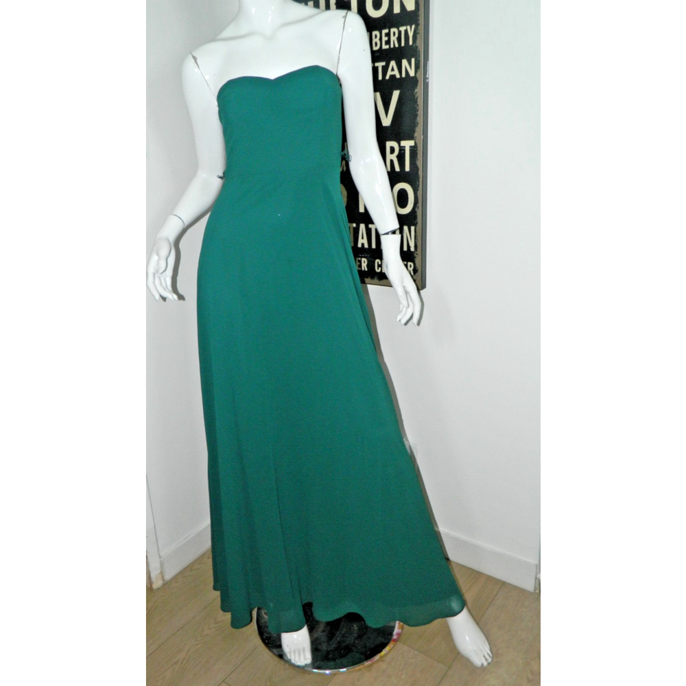 Lulu's Dress Size Small Dark Emerald Green Strapless Maxi